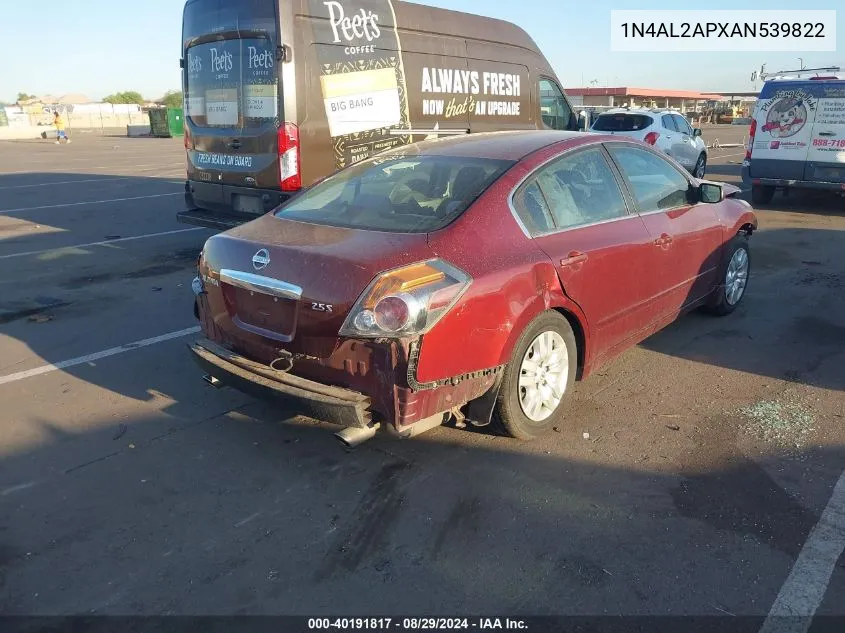 2010 Nissan Altima 2.5 S VIN: 1N4AL2APXAN539822 Lot: 40191817