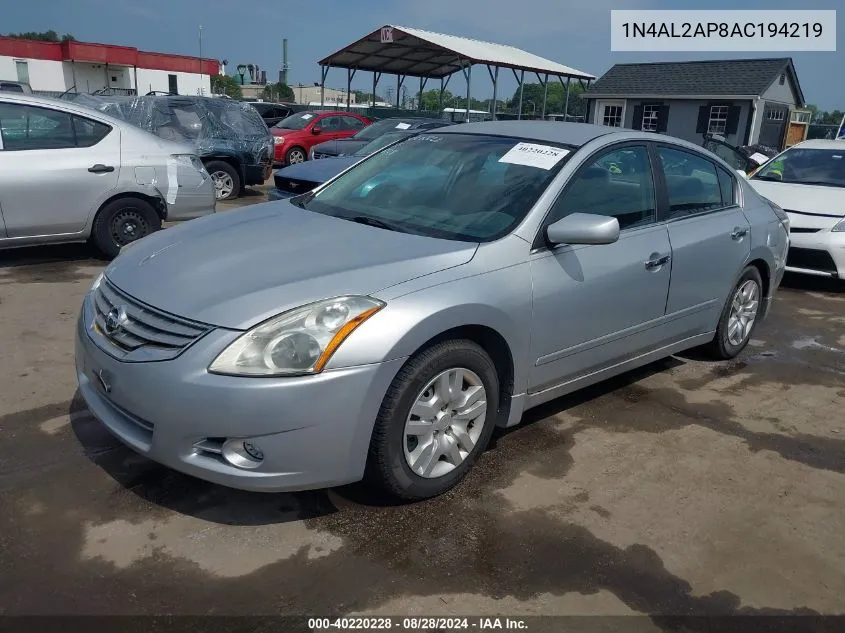 2010 Nissan Altima 2.5 S VIN: 1N4AL2AP8AC194219 Lot: 40220228