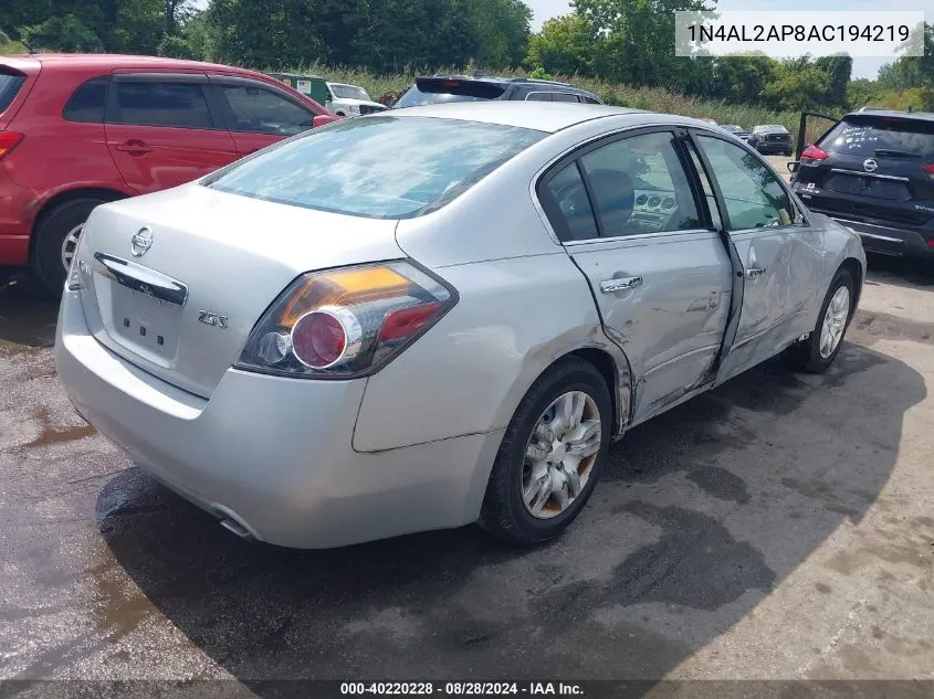 2010 Nissan Altima 2.5 S VIN: 1N4AL2AP8AC194219 Lot: 40220228