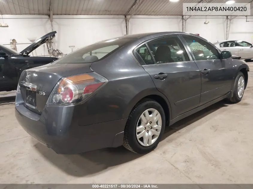 2010 Nissan Altima 2.5 S VIN: 1N4AL2AP8AN400420 Lot: 40221517