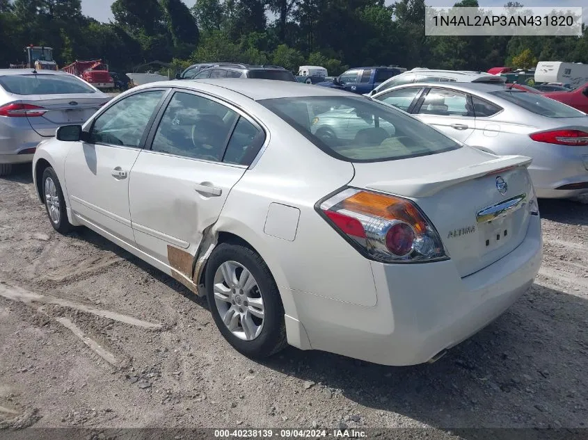 2010 Nissan Altima 2.5 S VIN: 1N4AL2AP3AN431820 Lot: 40238139