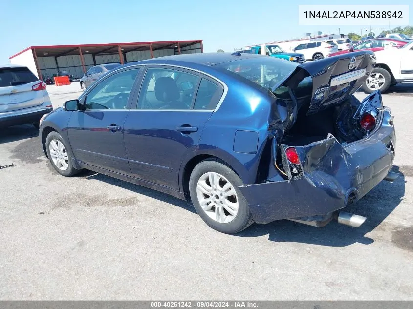 2010 Nissan Altima S VIN: 1N4AL2AP4AN538942 Lot: 40251242