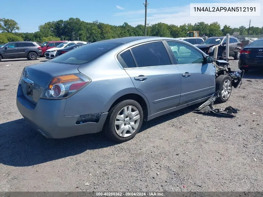 2010 Nissan Altima S VIN: 1N4AL2AP9AN512191 Lot: 40255362