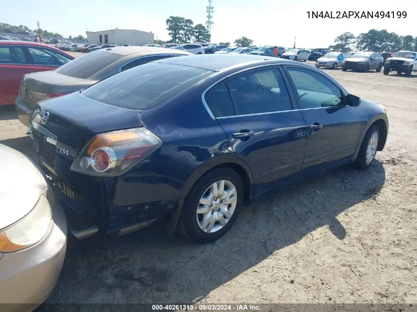 2010 Nissan Altima 2.5 S VIN: 1N4AL2APXAN494199 Lot: 40261313