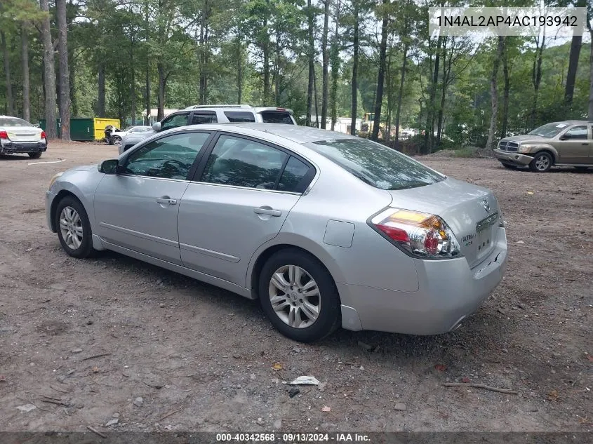 2010 Nissan Altima 2.5 S VIN: 1N4AL2AP4AC193942 Lot: 40342568