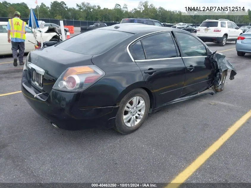 2010 Nissan Altima 2.5 S VIN: 1N4AL2AP7AN512514 Lot: 40463250