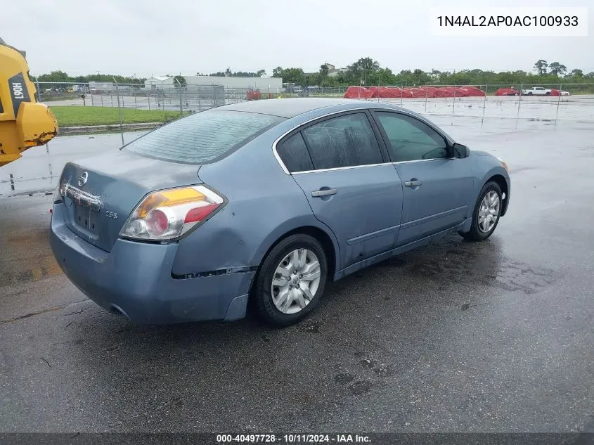 2010 Nissan Altima 2.5 S VIN: 1N4AL2AP0AC100933 Lot: 40497728