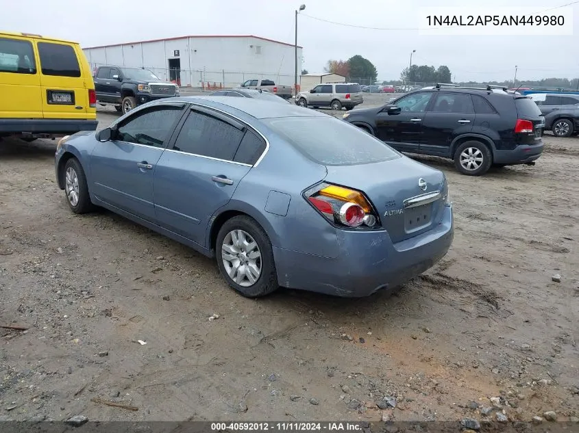 2010 Nissan Altima 2.5 S VIN: 1N4AL2AP5AN449980 Lot: 40592012