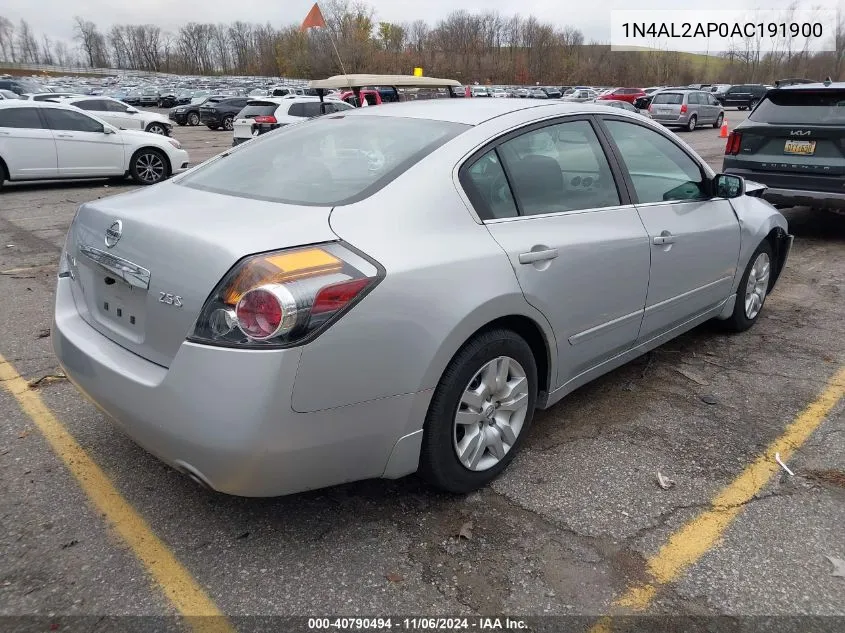 2010 Nissan Altima 2.5 S VIN: 1N4AL2AP0AC191900 Lot: 40790494