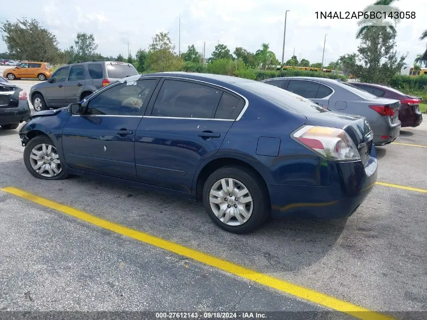 2011 Nissan Altima 2.5 S VIN: 1N4AL2AP6BC143058 Lot: 27612143