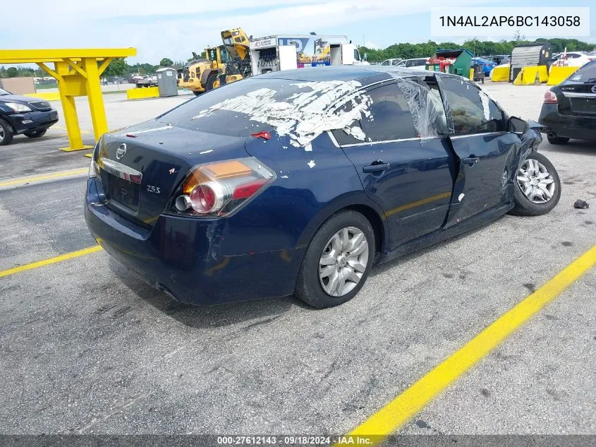 2011 Nissan Altima 2.5 S VIN: 1N4AL2AP6BC143058 Lot: 27612143