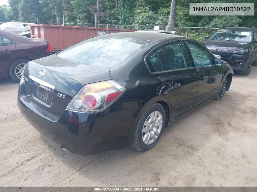 2011 Nissan Altima S VIN: 1N4AL2AP4BC10522 Lot: 39720934