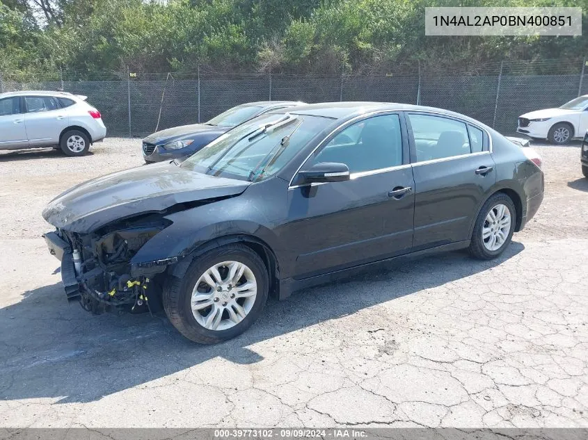 2011 Nissan Altima 2.5 S VIN: 1N4AL2AP0BN400851 Lot: 39773102