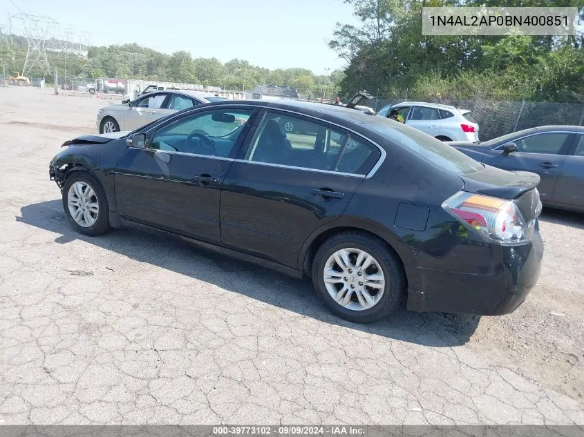 2011 Nissan Altima 2.5 S VIN: 1N4AL2AP0BN400851 Lot: 39773102