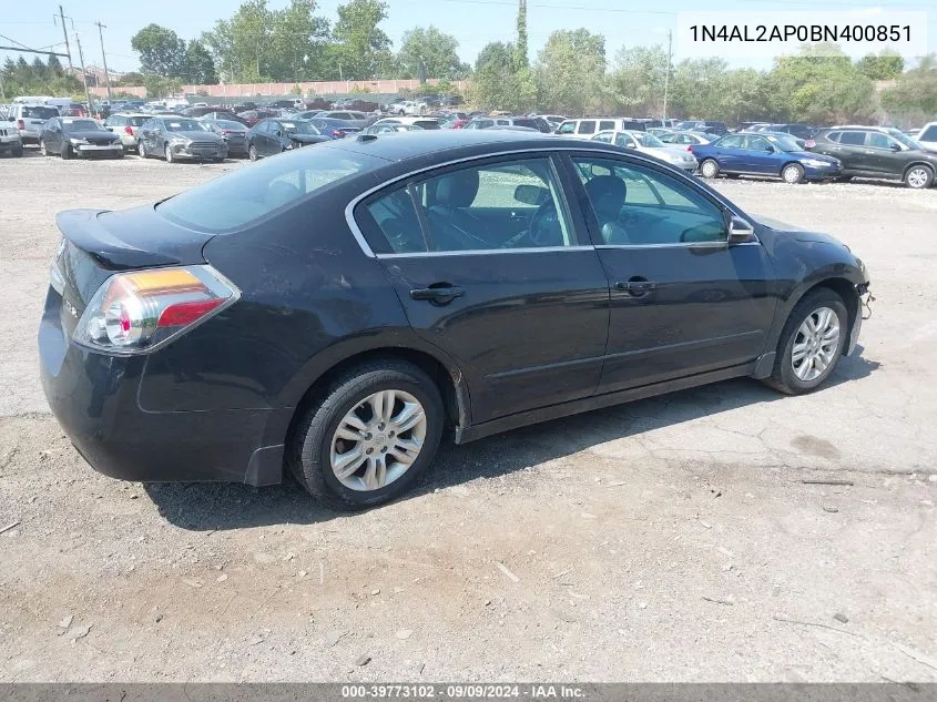 1N4AL2AP0BN400851 2011 Nissan Altima 2.5 S