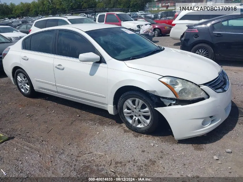 2011 Nissan Altima 2.5 S VIN: 1N4AL2AP0BC170918 Lot: 40074833