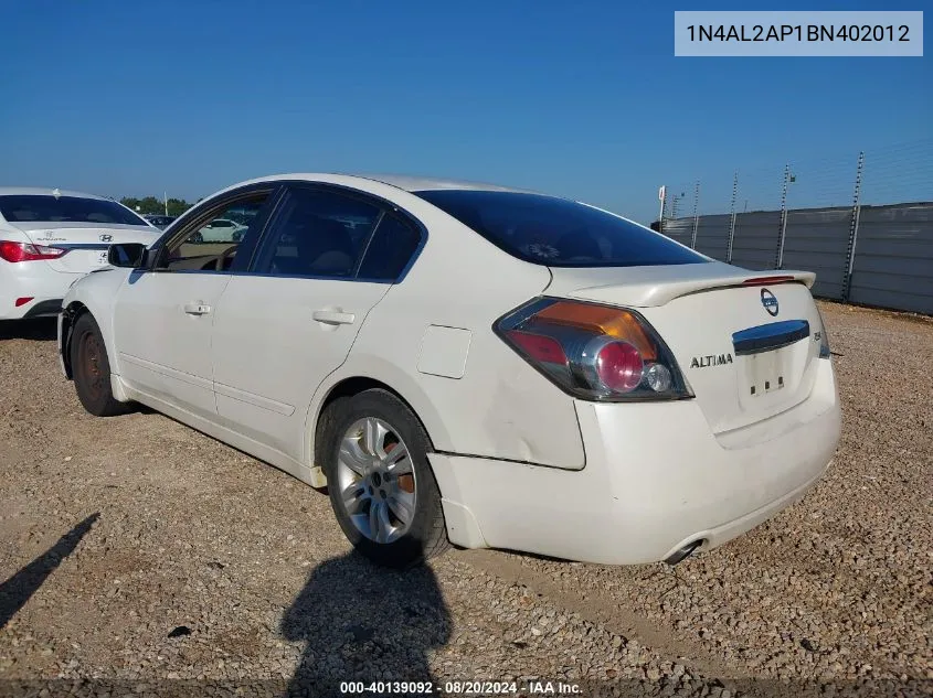 2011 Nissan Altima S VIN: 1N4AL2AP1BN402012 Lot: 40139092