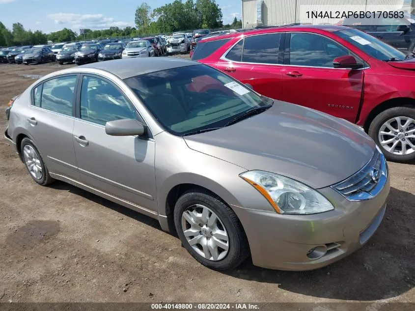 2011 Nissan Altima 2.5 S VIN: 1N4AL2AP6BC170583 Lot: 40149800