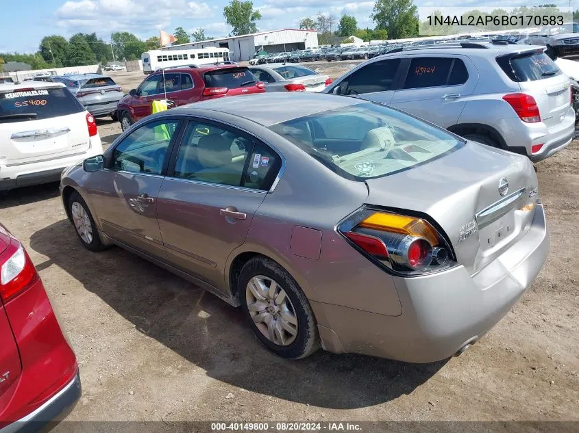 2011 Nissan Altima 2.5 S VIN: 1N4AL2AP6BC170583 Lot: 40149800