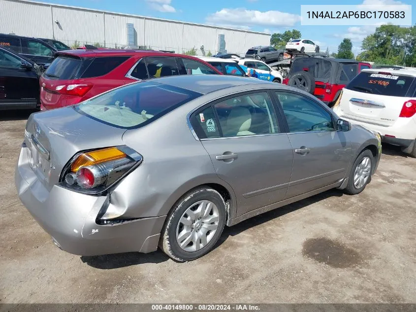 2011 Nissan Altima 2.5 S VIN: 1N4AL2AP6BC170583 Lot: 40149800