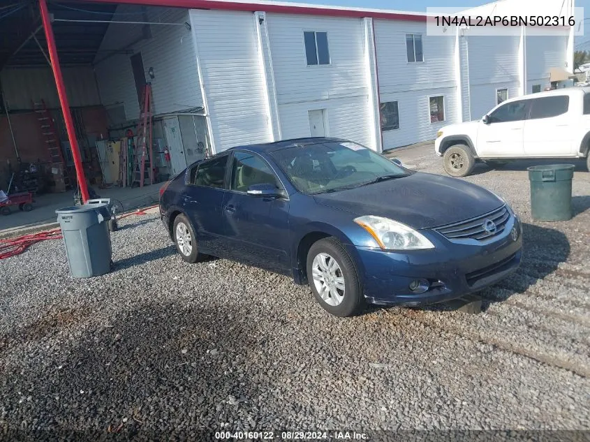 2011 Nissan Altima 2.5 S VIN: 1N4AL2AP6BN502316 Lot: 40160122