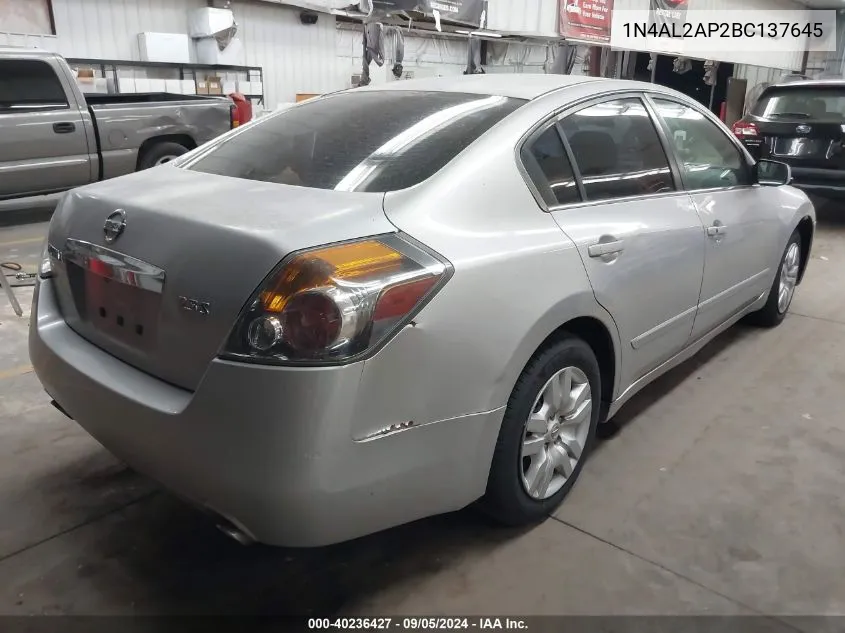 2011 Nissan Altima S VIN: 1N4AL2AP2BC137645 Lot: 40236427