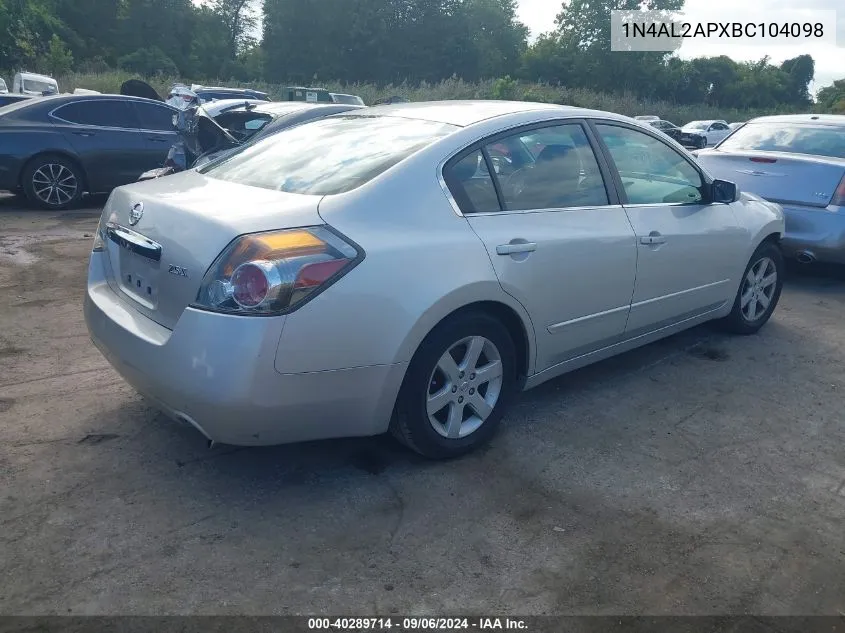 2011 Nissan Altima 2.5 S VIN: 1N4AL2APXBC104098 Lot: 40289714