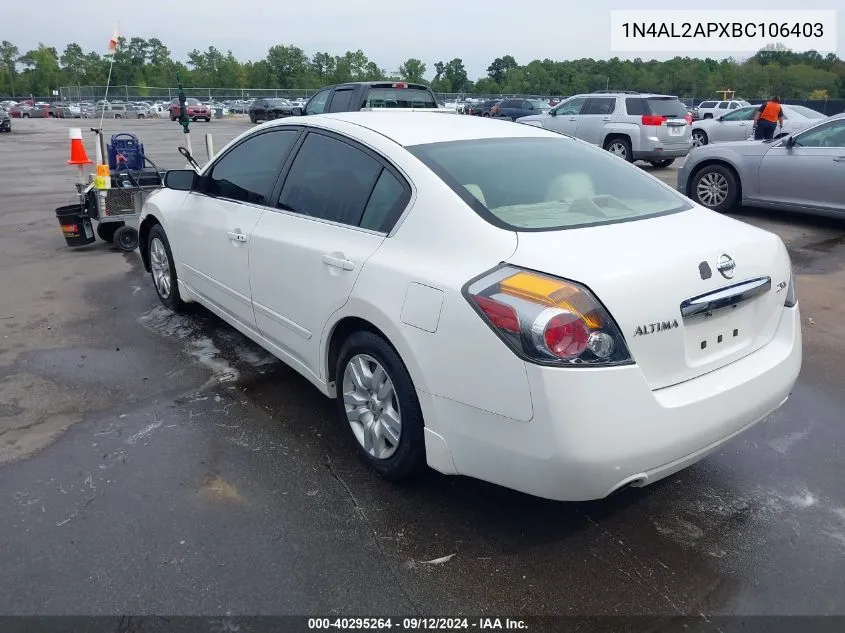 2011 Nissan Altima 2.5 S VIN: 1N4AL2APXBC106403 Lot: 40295264