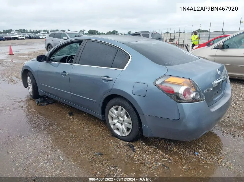 2011 Nissan Altima 2.5 S VIN: 1N4AL2AP9BN467920 Lot: 40312622