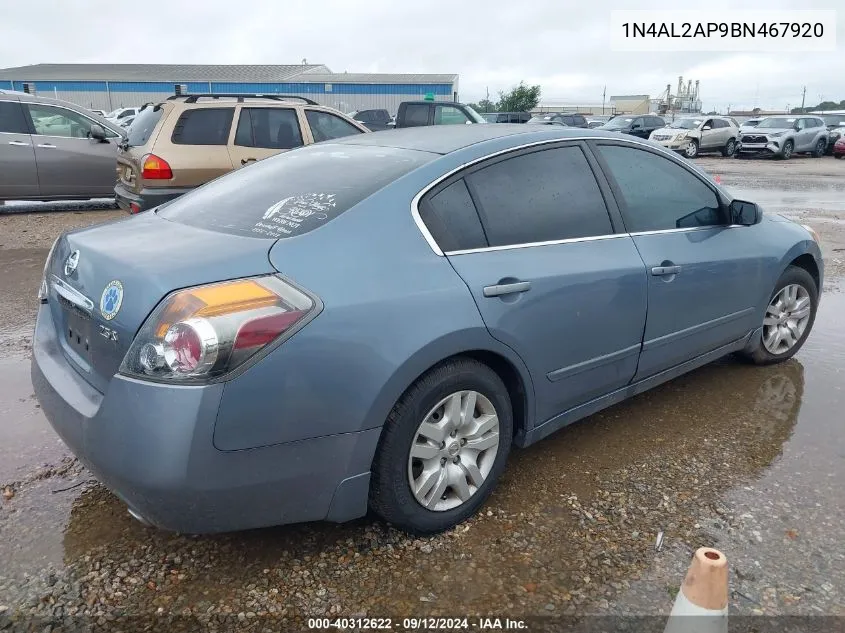 2011 Nissan Altima 2.5 S VIN: 1N4AL2AP9BN467920 Lot: 40312622