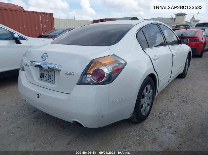 2011 Nissan Altima 2.5 S VIN: 1N4AL2AP2BC123583 Lot: 40426154