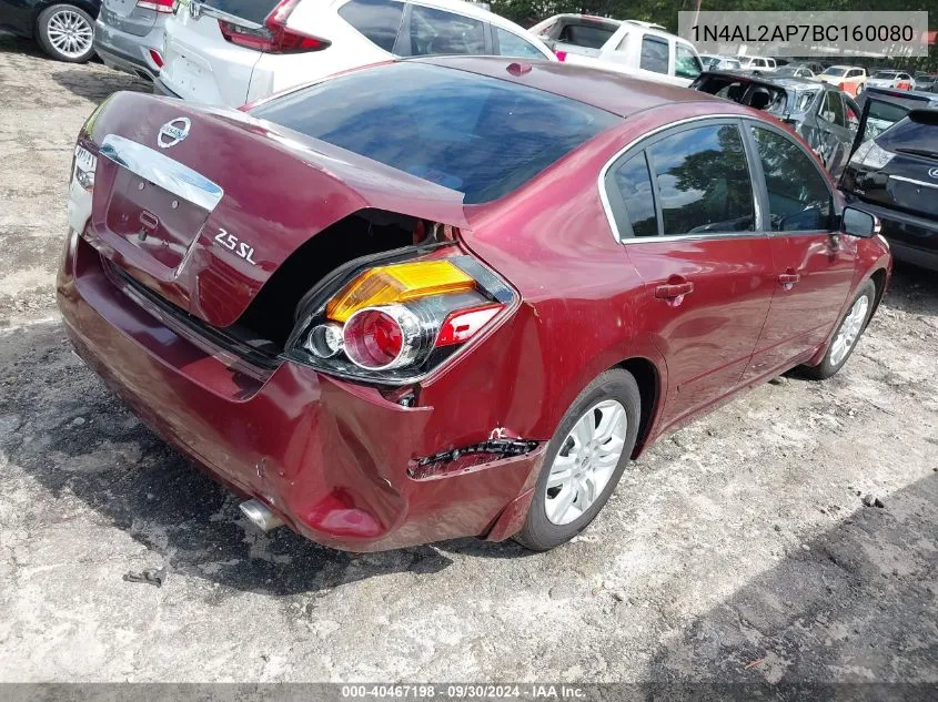 2011 Nissan Altima 2.5 S VIN: 1N4AL2AP7BC160080 Lot: 40467198