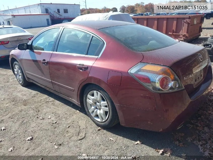 2011 Nissan Altima 2.5 S VIN: 1N4AL2AP1BC151035 Lot: 40704937