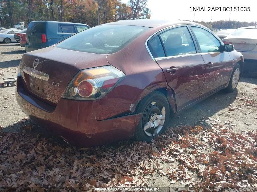 2011 Nissan Altima 2.5 S VIN: 1N4AL2AP1BC151035 Lot: 40704937