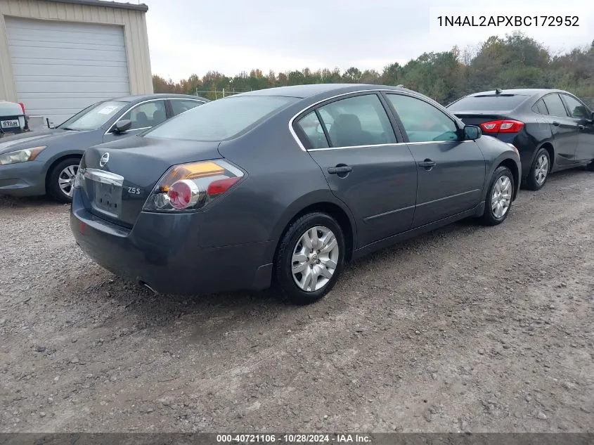 2011 Nissan Altima 2.5 S VIN: 1N4AL2APXBC172952 Lot: 40721106