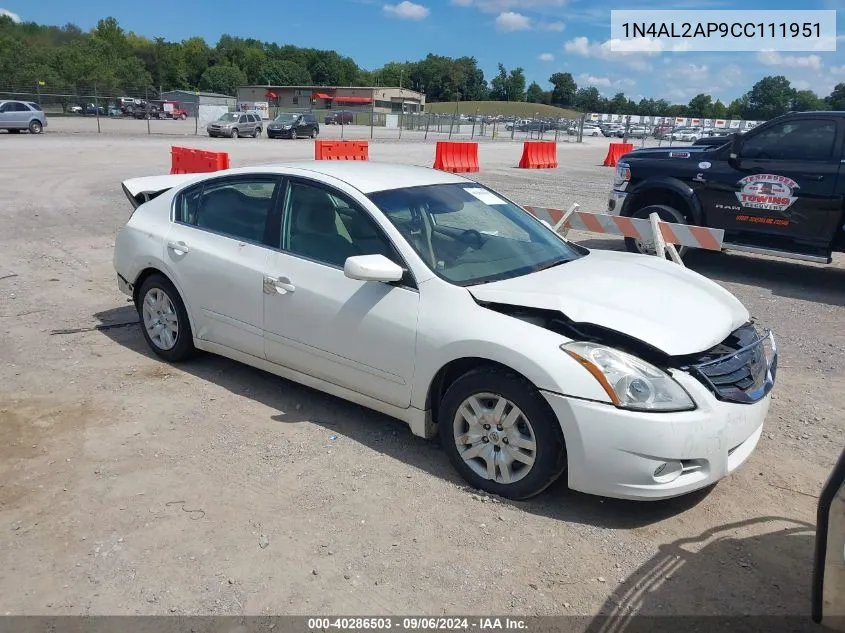 2012 Nissan Altima 2.5 S VIN: 1N4AL2AP9CC111951 Lot: 40286503