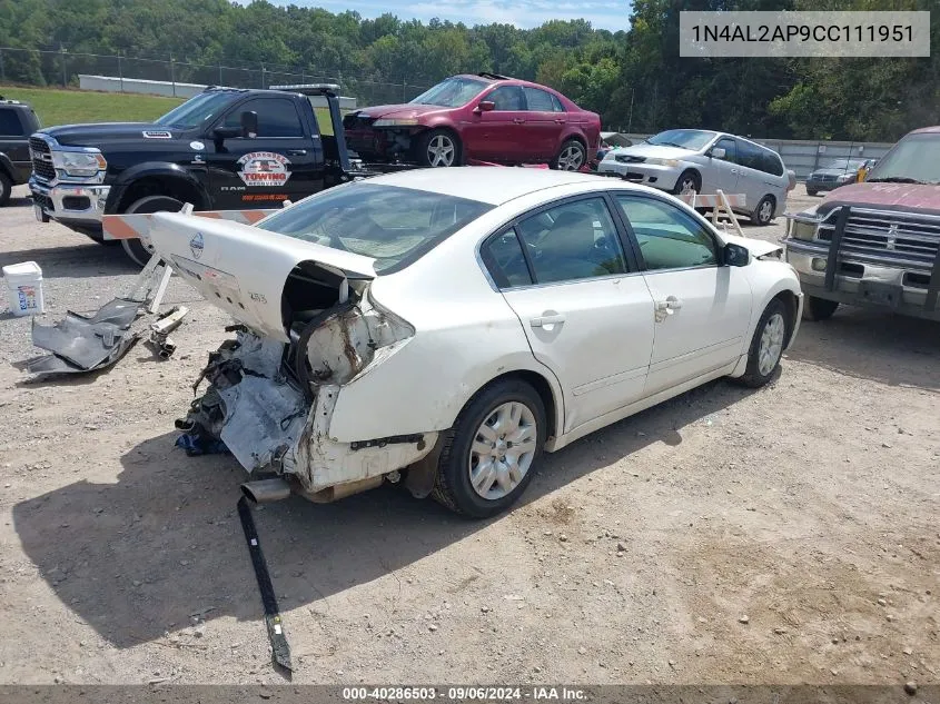 2012 Nissan Altima 2.5 S VIN: 1N4AL2AP9CC111951 Lot: 40286503