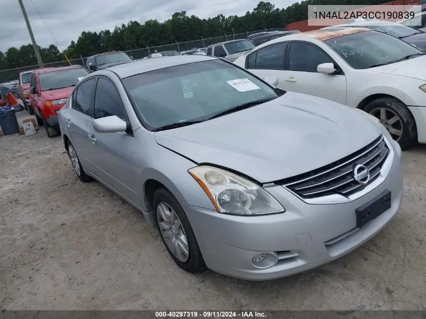 2012 Nissan Altima 2.5 S VIN: 1N4AL2AP3CC190839 Lot: 40297319