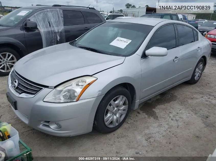 2012 Nissan Altima 2.5 S VIN: 1N4AL2AP3CC190839 Lot: 40297319