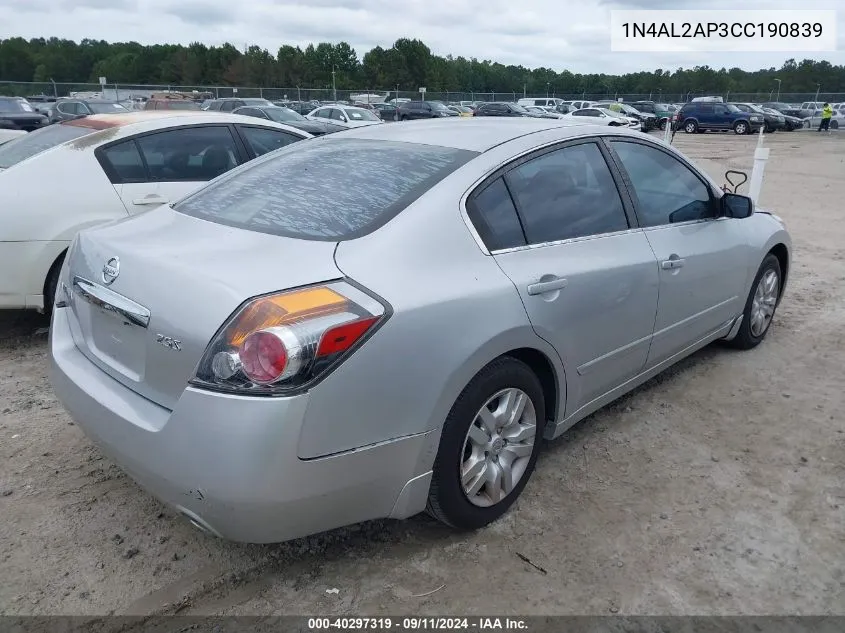 2012 Nissan Altima 2.5 S VIN: 1N4AL2AP3CC190839 Lot: 40297319