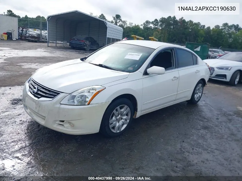 2012 Nissan Altima 2.5 S VIN: 1N4AL2APXCC190630 Lot: 40437998