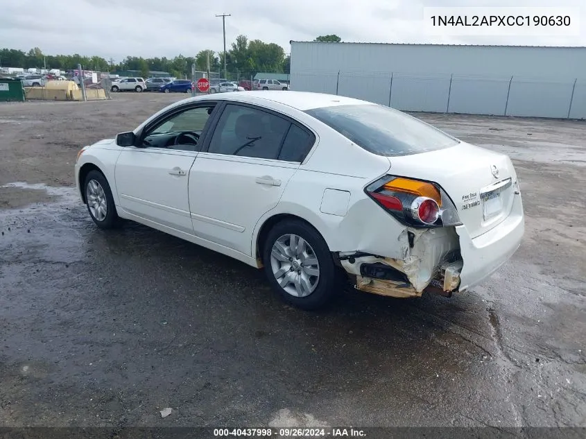 2012 Nissan Altima 2.5 S VIN: 1N4AL2APXCC190630 Lot: 40437998