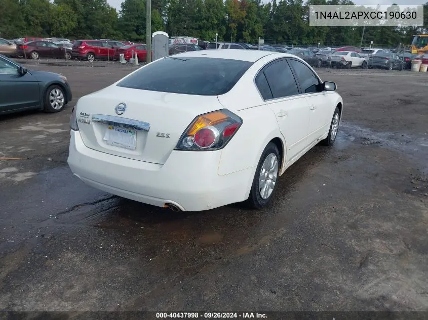 2012 Nissan Altima 2.5 S VIN: 1N4AL2APXCC190630 Lot: 40437998