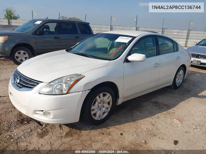 2012 Nissan Altima 2.5 S VIN: 1N4AL2AP8CC136744 Lot: 40502885