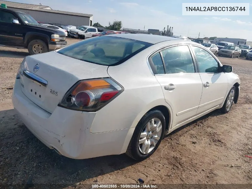 2012 Nissan Altima 2.5 S VIN: 1N4AL2AP8CC136744 Lot: 40502885