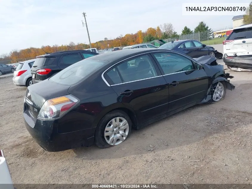 2012 Nissan Altima 2.5 S VIN: 1N4AL2AP3CN408749 Lot: 40669421