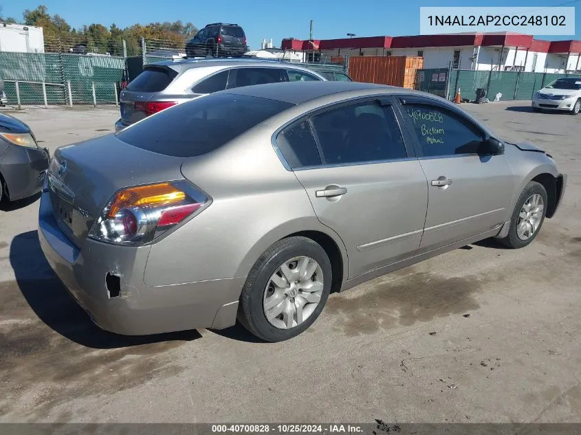 2012 Nissan Altima 2.5 S VIN: 1N4AL2AP2CC248102 Lot: 40700828