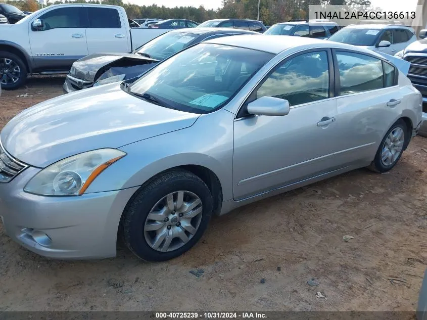 2012 Nissan Altima 2.5 S VIN: 1N4AL2AP4CC136613 Lot: 40725239