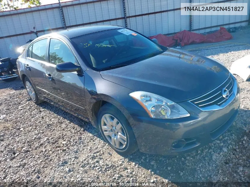 2012 Nissan Altima 2.5 S VIN: 1N4AL2AP3CN451827 Lot: 40725789