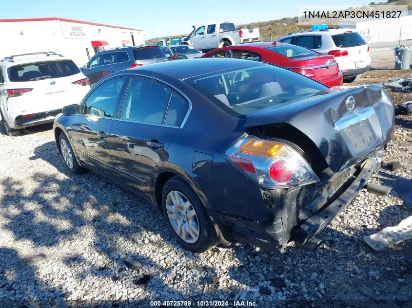 2012 Nissan Altima 2.5 S VIN: 1N4AL2AP3CN451827 Lot: 40725789